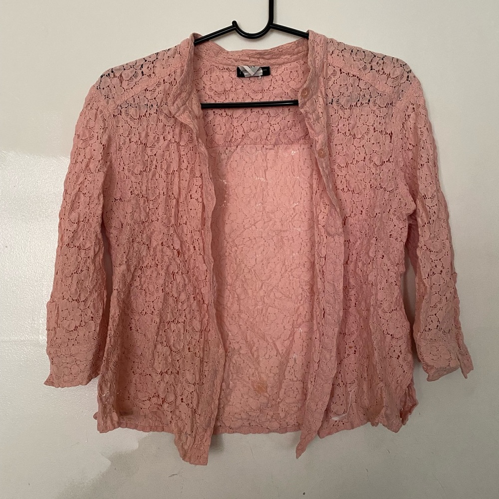 3 for $18 Pink lace button down top - small